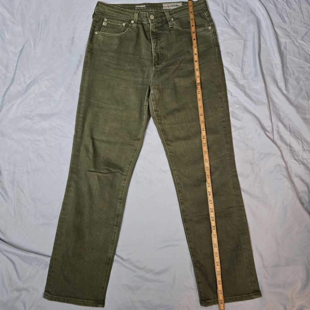 AG Jeans The Isabelle High Rise Straight Crop Green Denim Size 29R